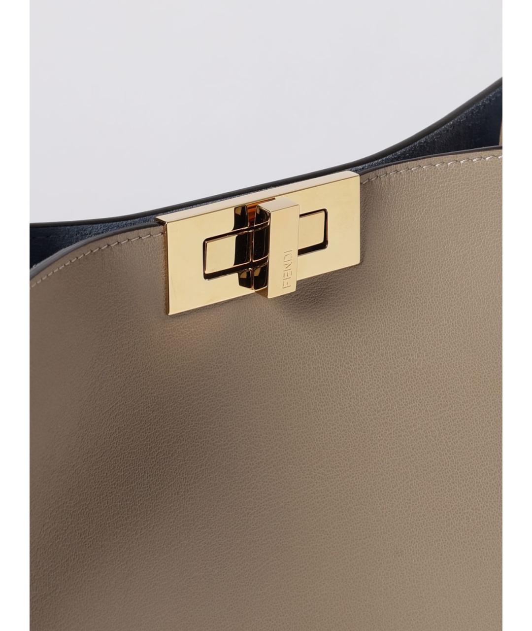 FENDI Серая кожаная сумка тоут, фото 4