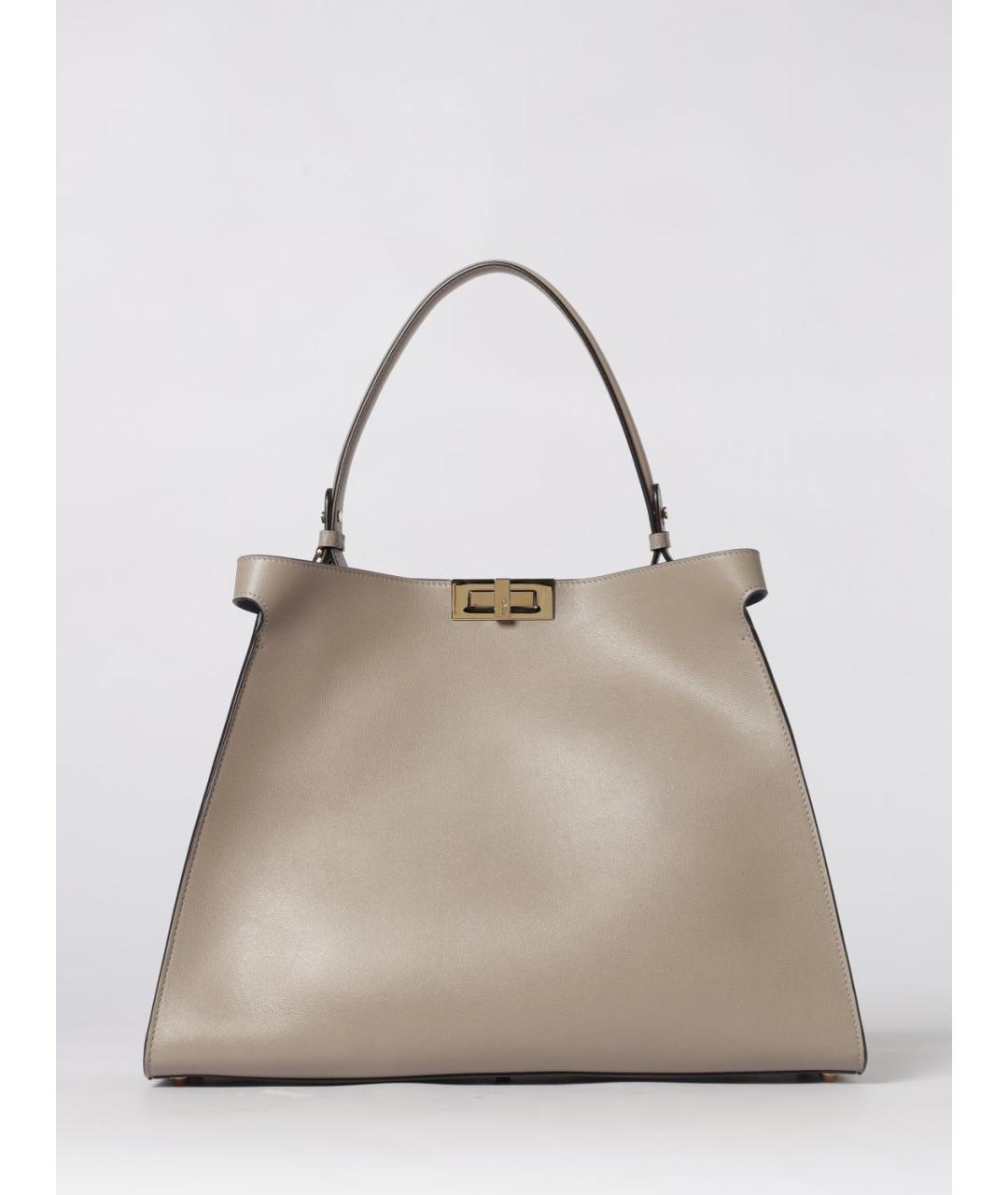 FENDI Серая кожаная сумка тоут, фото 6