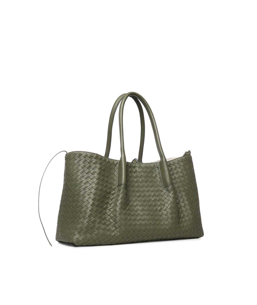 BOTTEGA VENETA Зеленая кожаная сумка тоут, фото 2
