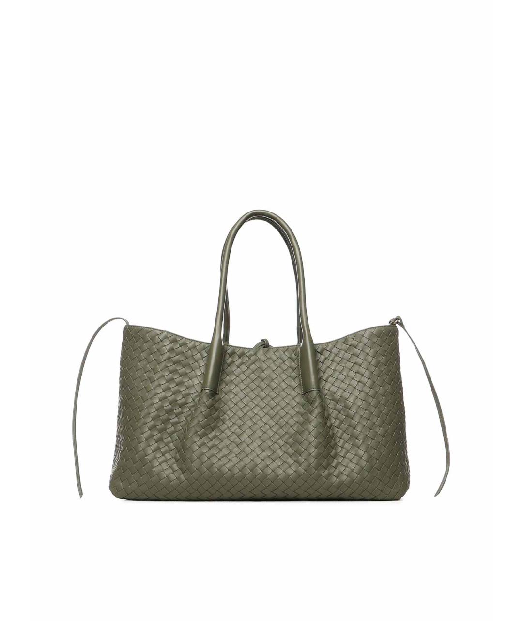 BOTTEGA VENETA Зеленая кожаная сумка тоут, фото 3