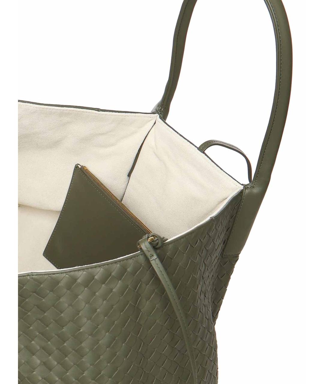 BOTTEGA VENETA Зеленая кожаная сумка тоут, фото 4