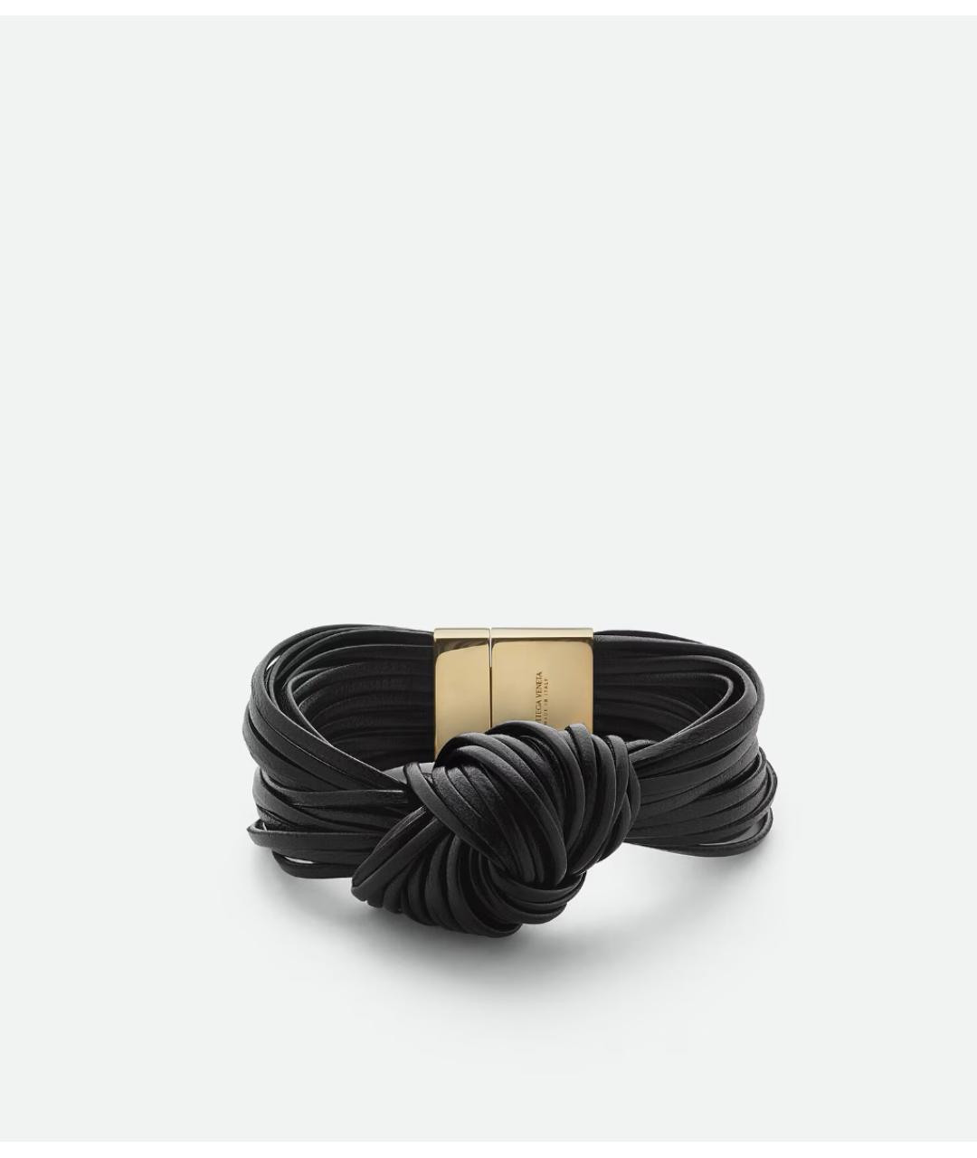 BOTTEGA VENETA Черный кожаный браслет, фото 4