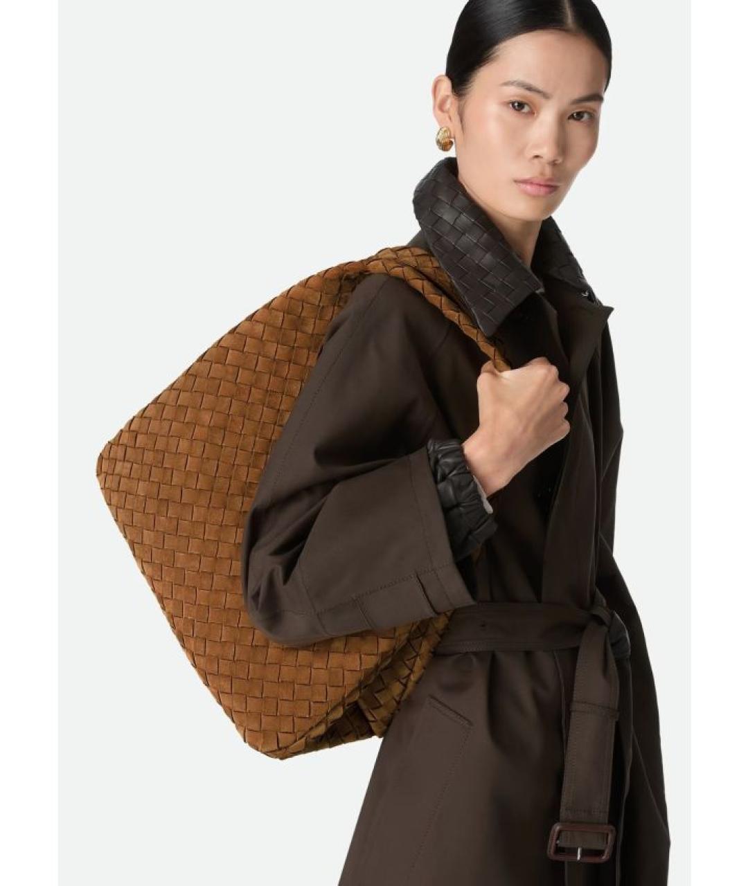 BOTTEGA VENETA Коричневая замшевая сумка через плечо, фото 2