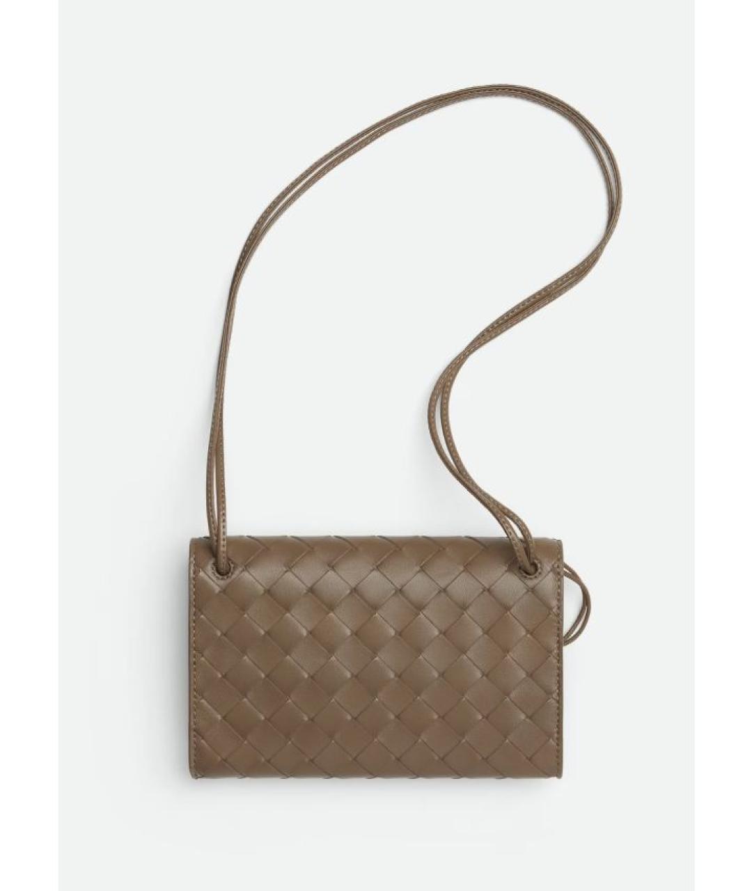 BOTTEGA VENETA Коричневая кожаная сумка через плечо, фото 4