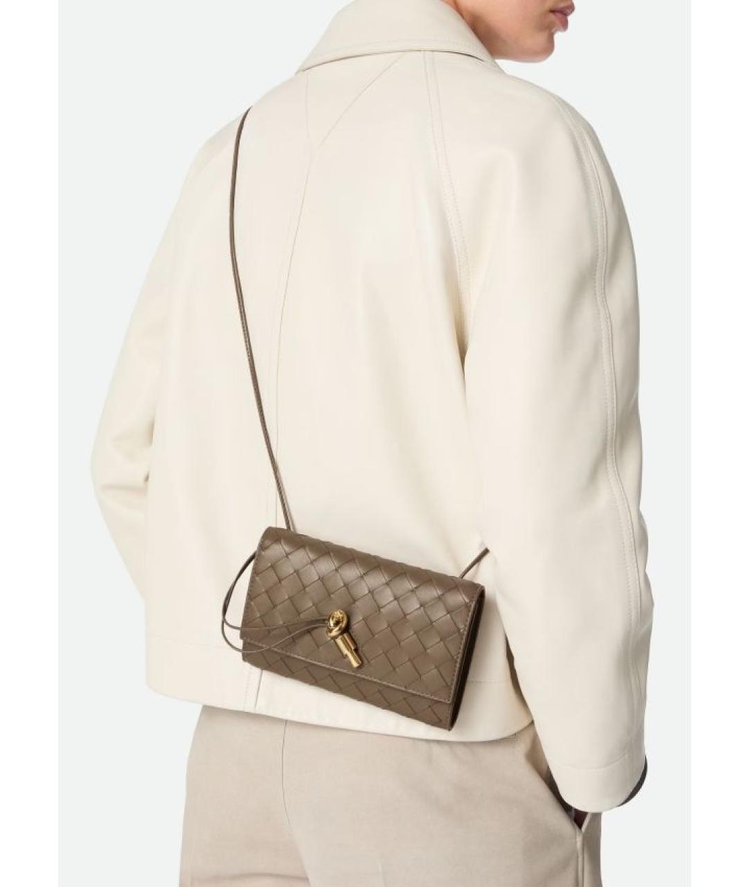 BOTTEGA VENETA Коричневая кожаная сумка через плечо, фото 2