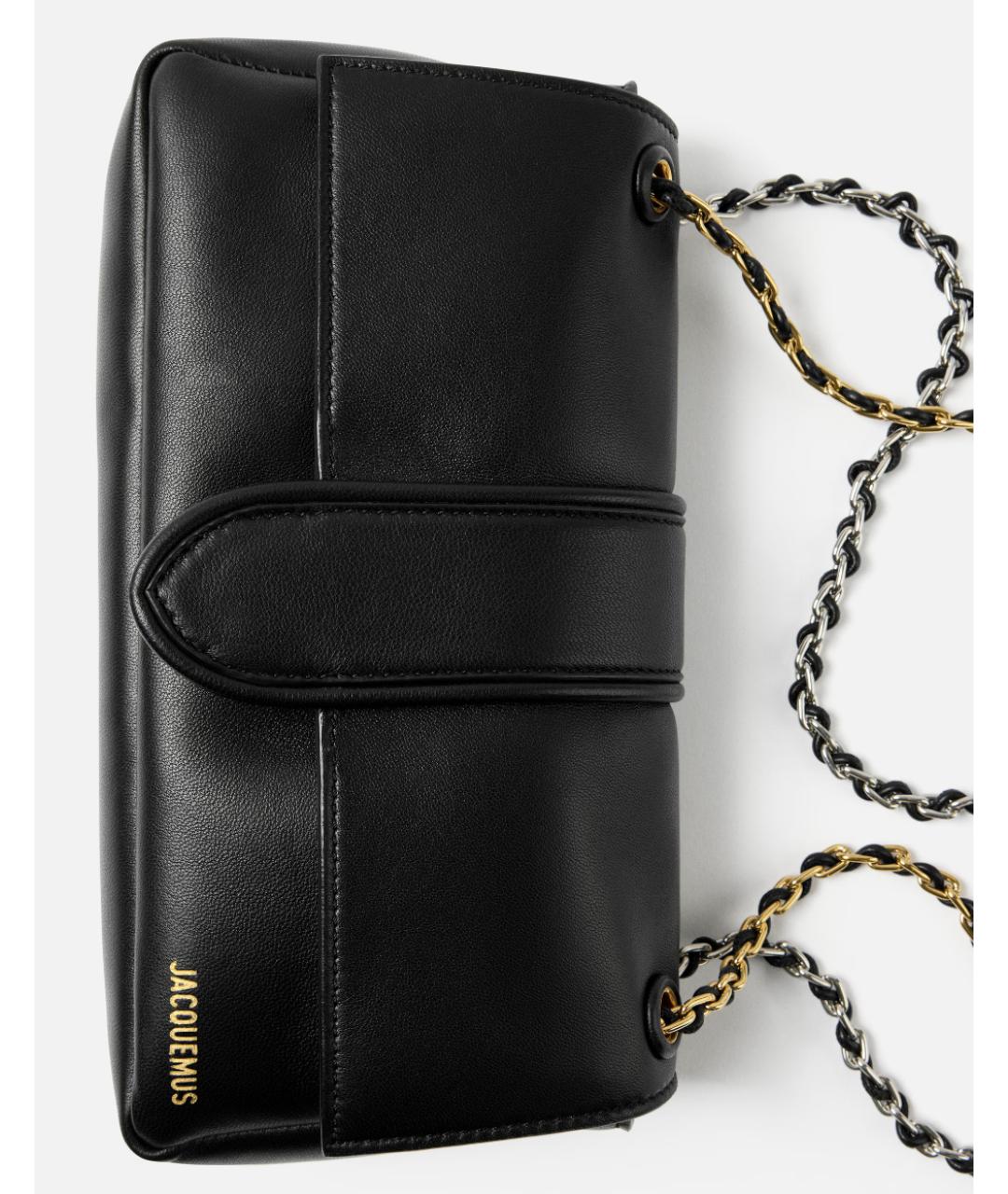 JACQUEMUS Черная кожаная сумка через плечо, фото 6