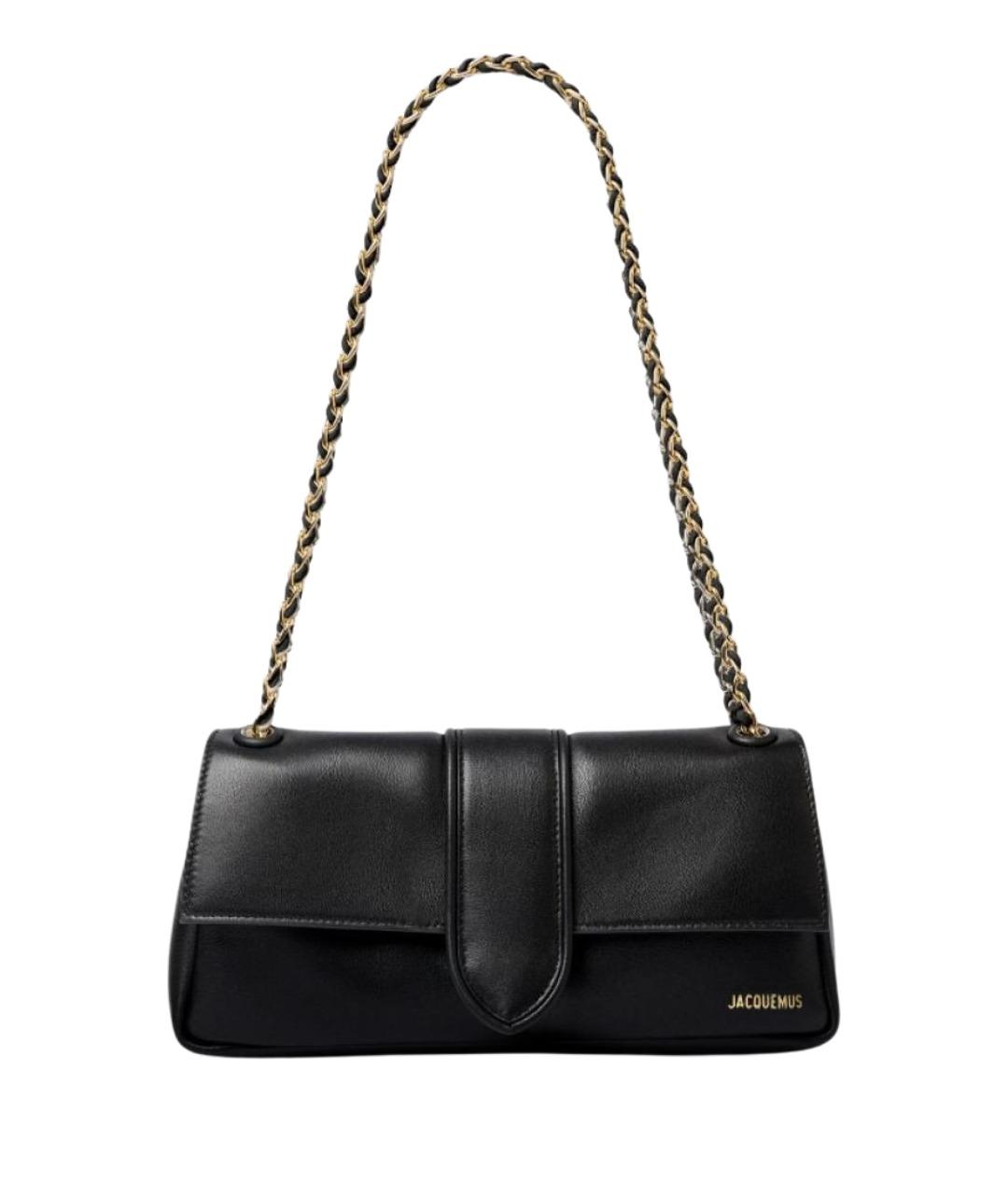 JACQUEMUS Черная кожаная сумка через плечо, фото 1