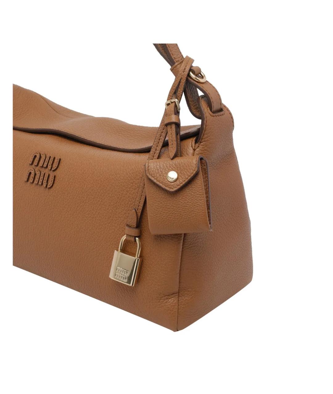MIU MIU Коричневая кожаная сумка через плечо, фото 4