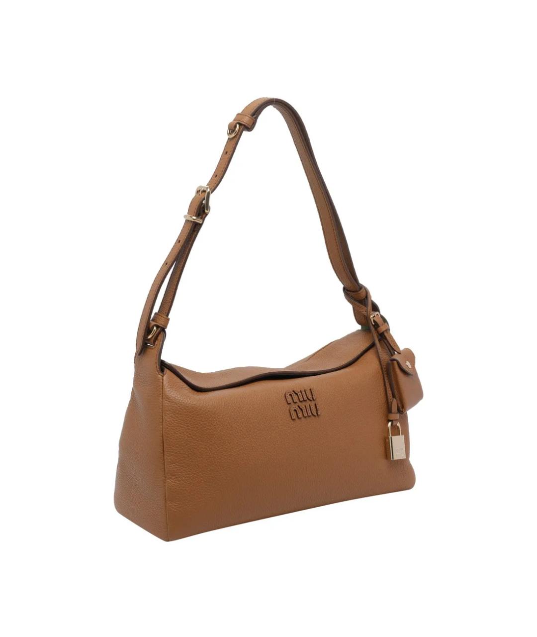 MIU MIU Коричневая кожаная сумка через плечо, фото 2
