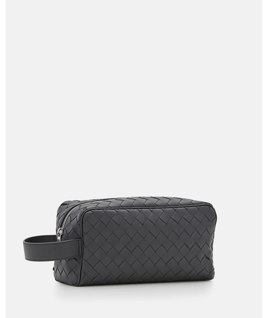 BOTTEGA VENETA Черная кожаная косметичка, фото 2