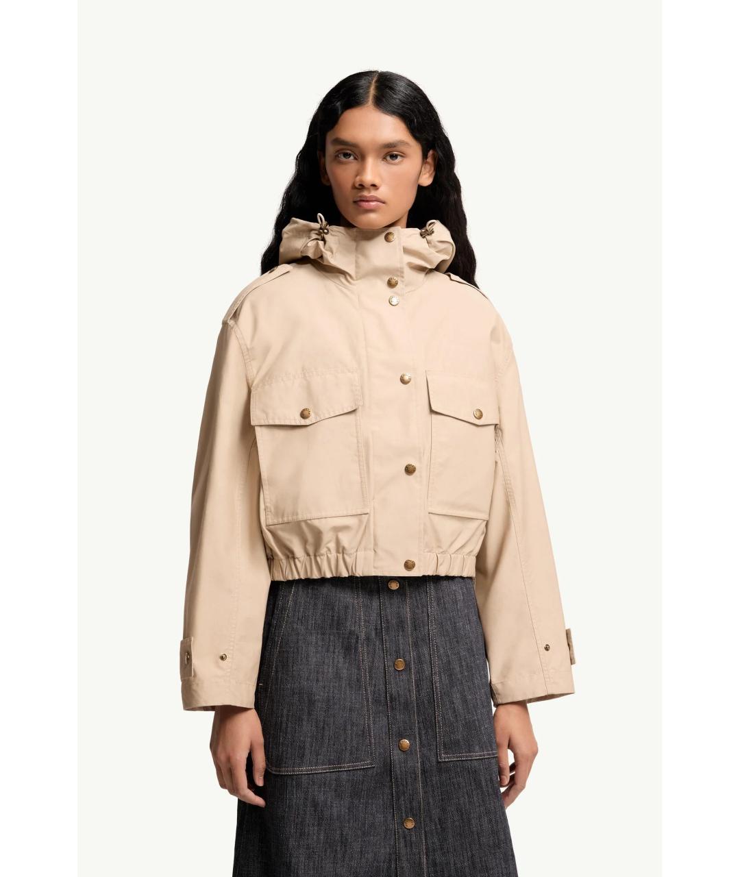 MONCLER Бежевая хлопковая куртка, фото 2