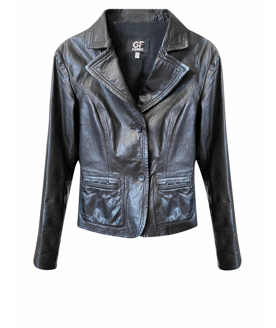 GIANFRANCO FERRE Черный кожаный жакет/пиджак, фото 1
