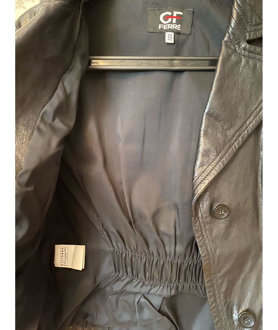 GIANFRANCO FERRE Черный кожаный жакет/пиджак, фото 4