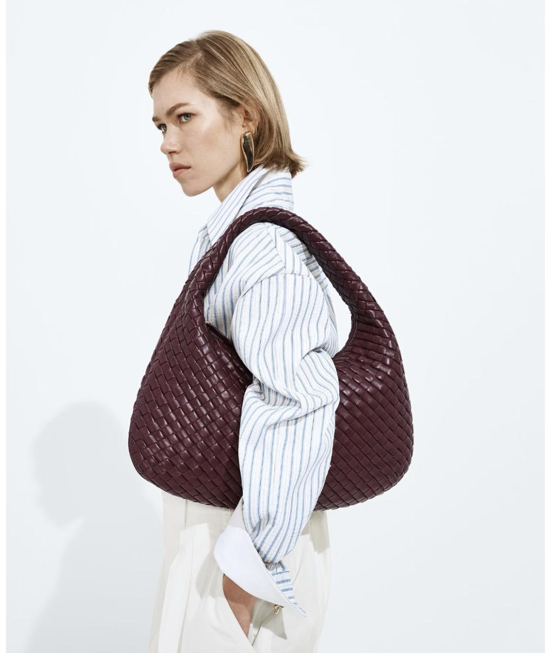 BOTTEGA VENETA Бордовая кожаная сумка через плечо, фото 2