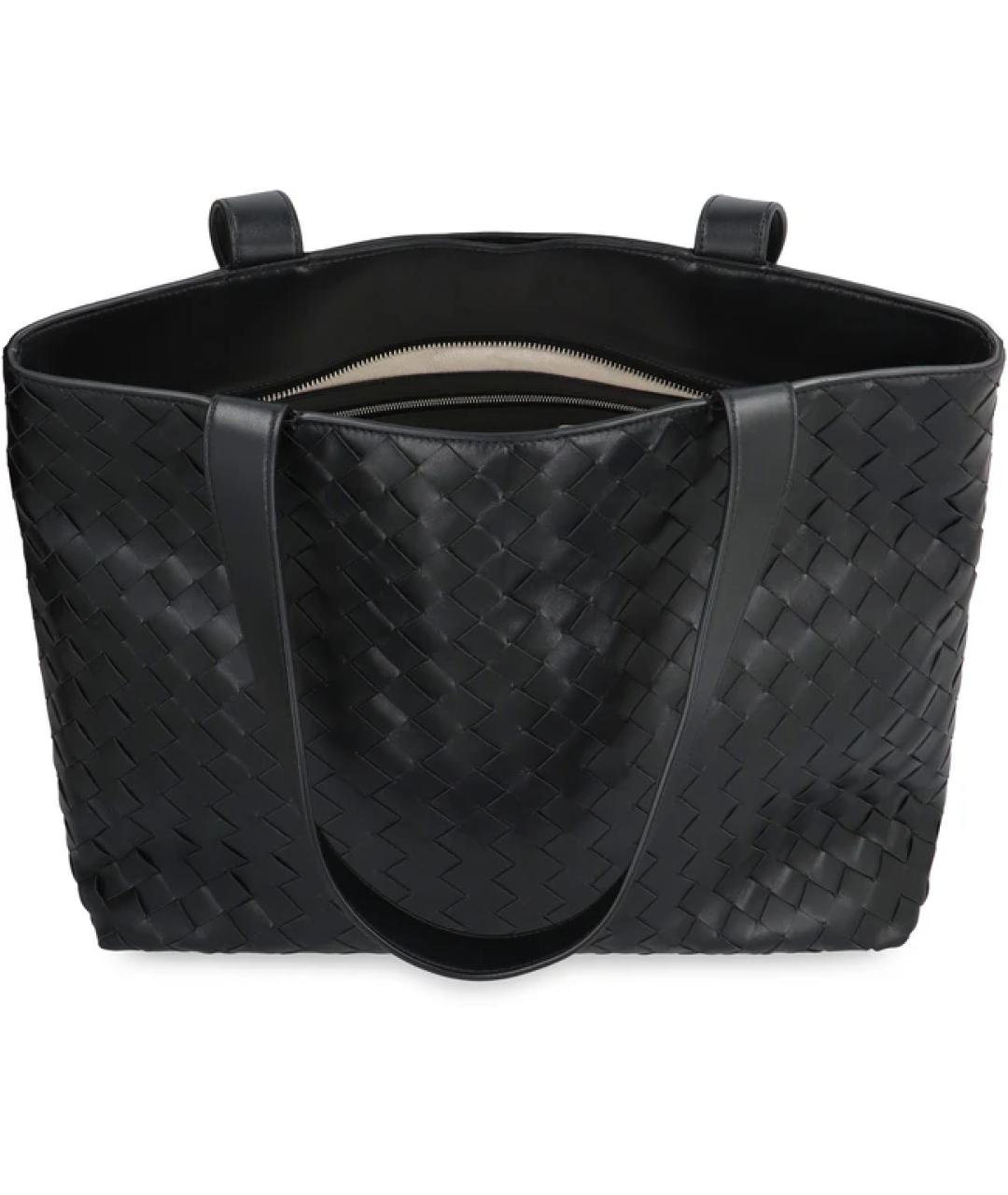 BOTTEGA VENETA Черная кожаная сумка тоут, фото 3