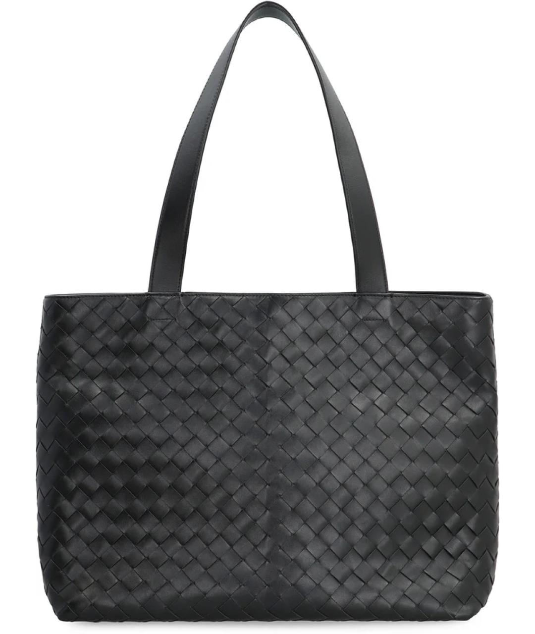 BOTTEGA VENETA Черная кожаная сумка тоут, фото 4
