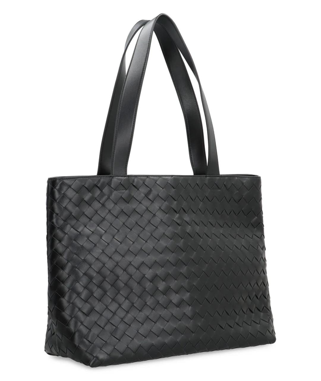 BOTTEGA VENETA Черная кожаная сумка тоут, фото 2