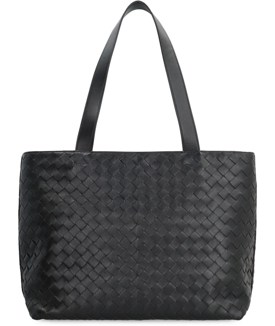 BOTTEGA VENETA Черная кожаная сумка тоут, фото 1
