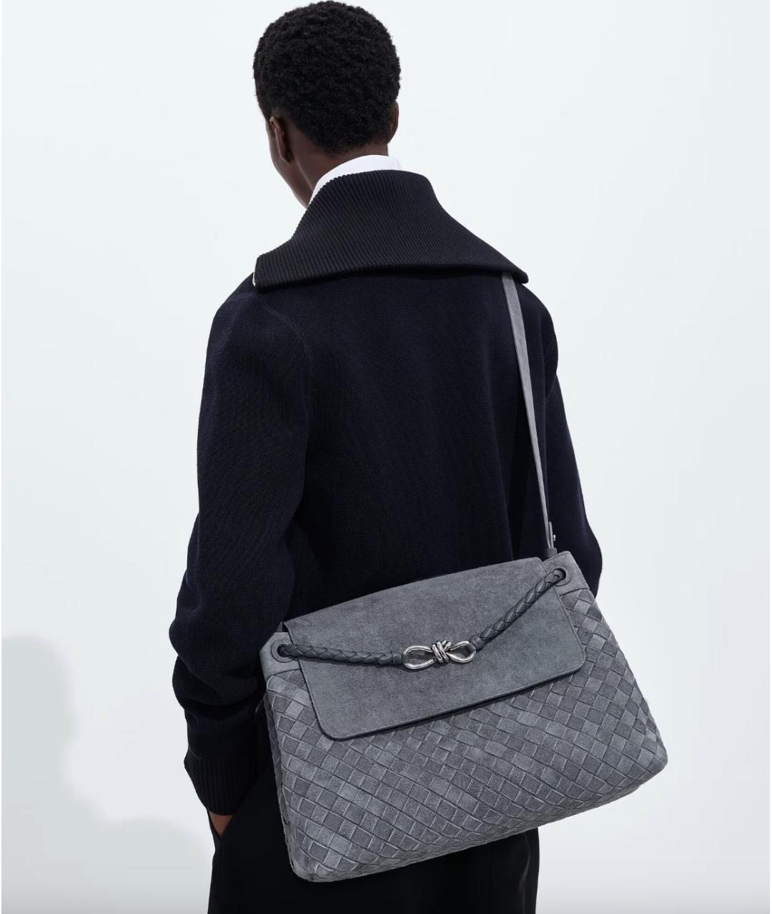 BOTTEGA VENETA Серая замшевая сумка на плечо, фото 2