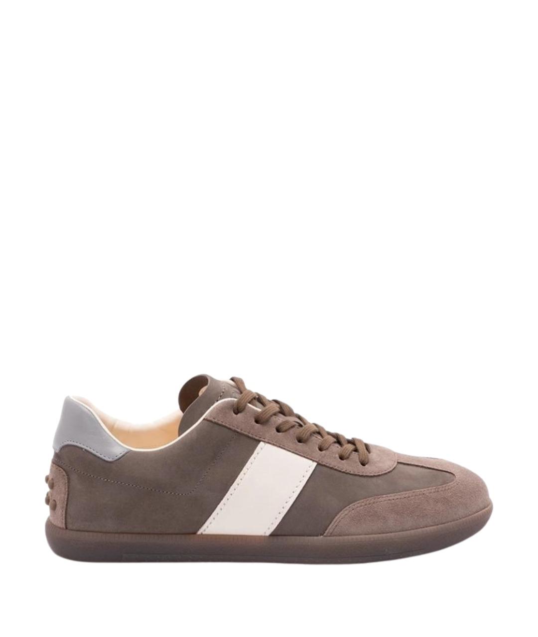 TOD'S Коричневые замшевые низкие кроссовки / кеды, фото 1
