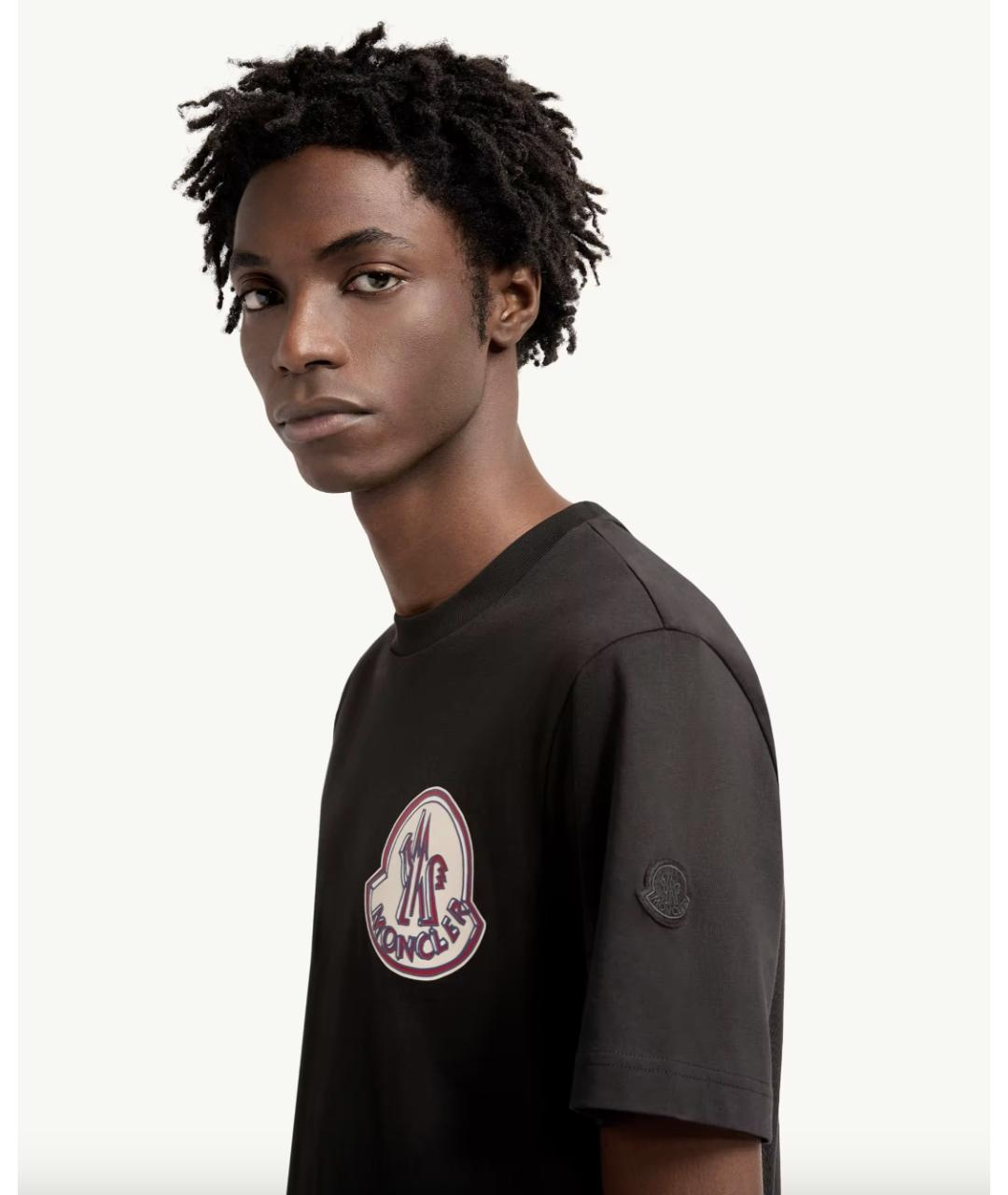 MONCLER Черная хлопковая футболка, фото 3