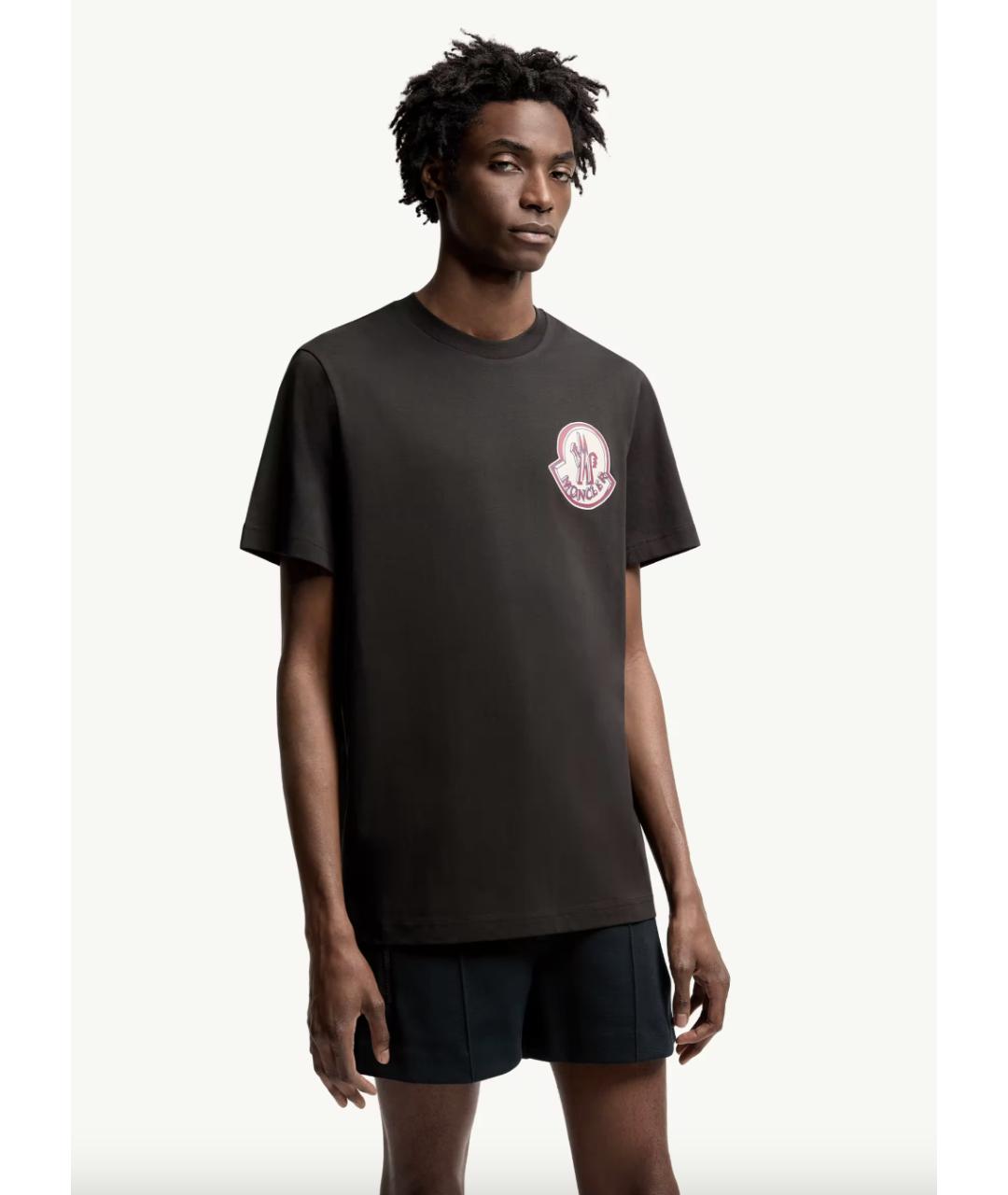 MONCLER Черная хлопковая футболка, фото 2