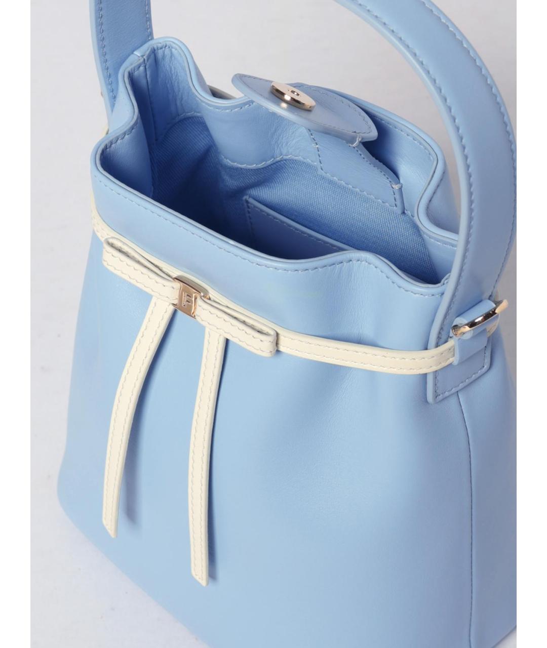 FERRAGAMO Голубая кожаная сумка с короткими ручками, фото 5