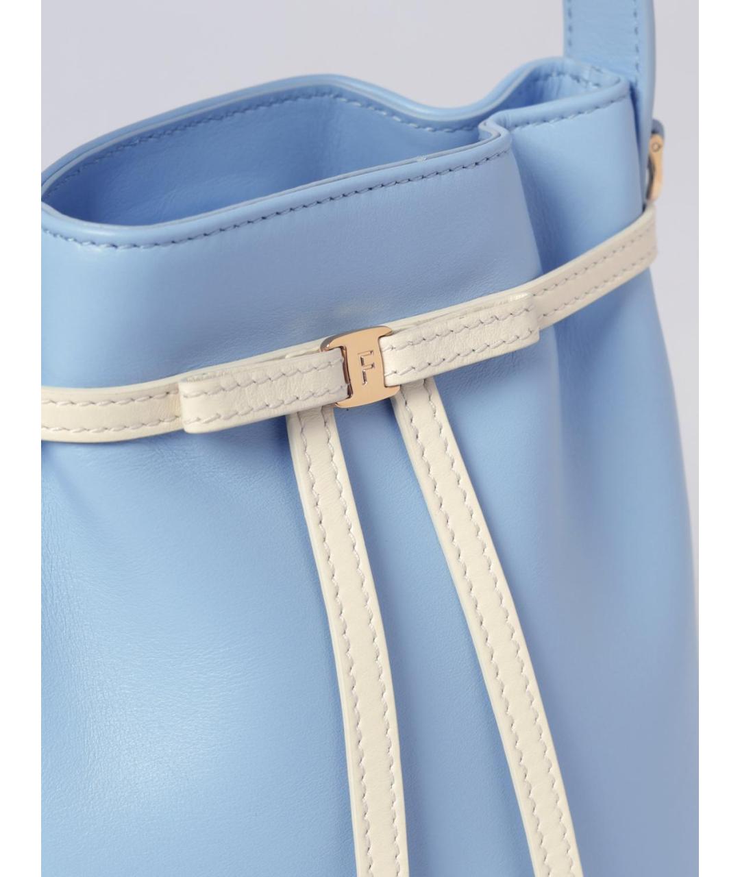 FERRAGAMO Голубая кожаная сумка с короткими ручками, фото 4