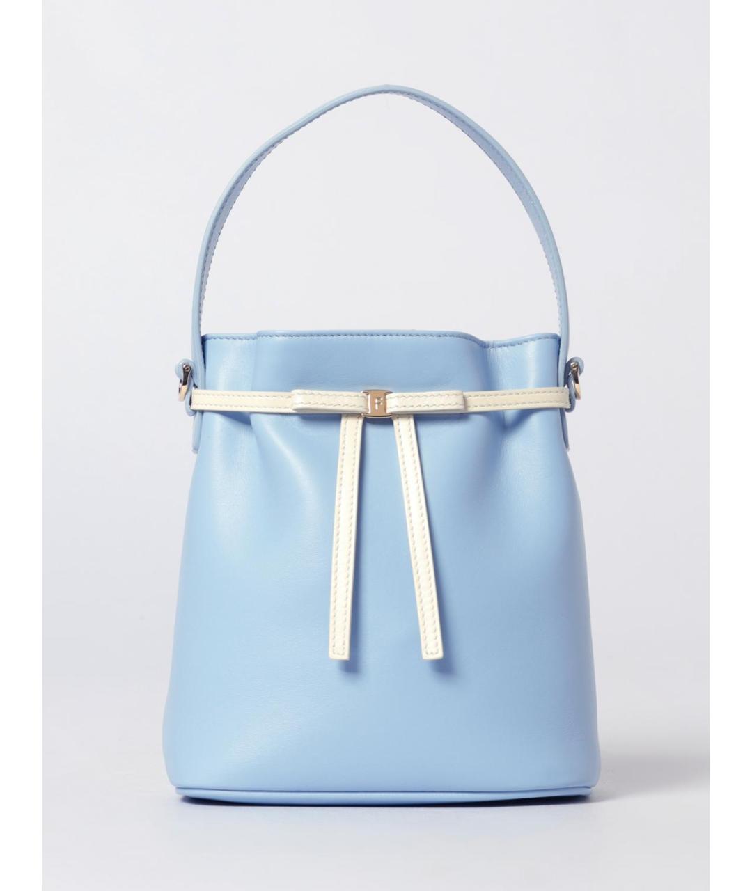 FERRAGAMO Голубая кожаная сумка с короткими ручками, фото 6
