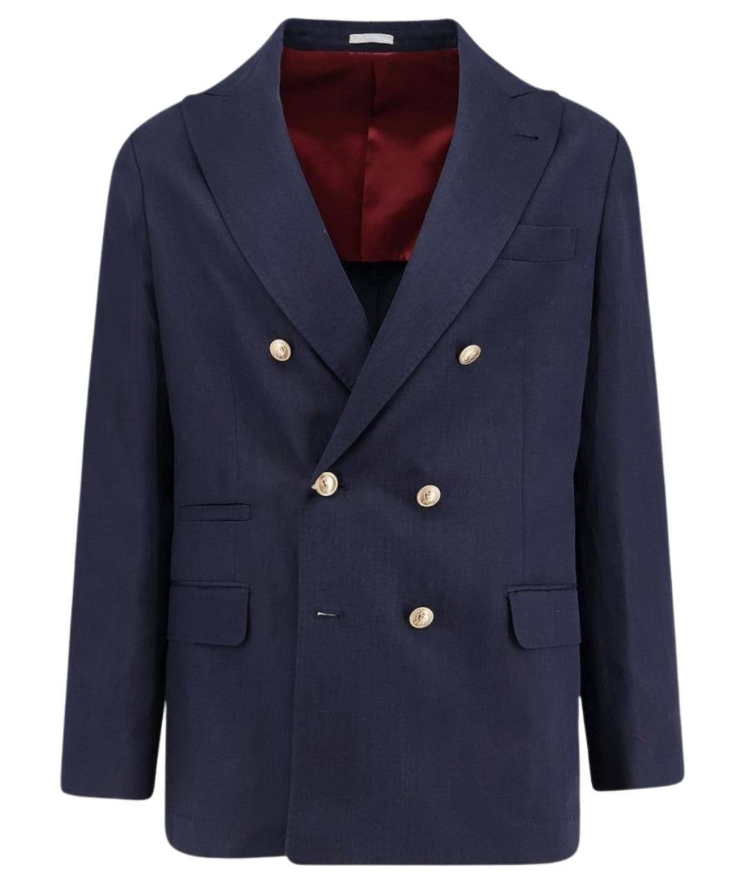 BRUNELLO CUCINELLI Темно-синий шелковый пиджак, фото 1