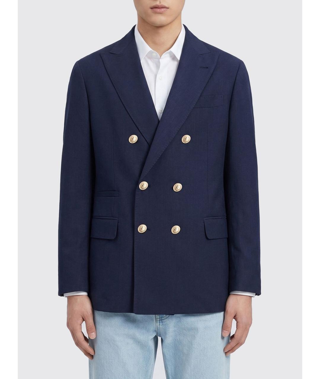 BRUNELLO CUCINELLI Темно-синий шелковый пиджак, фото 2