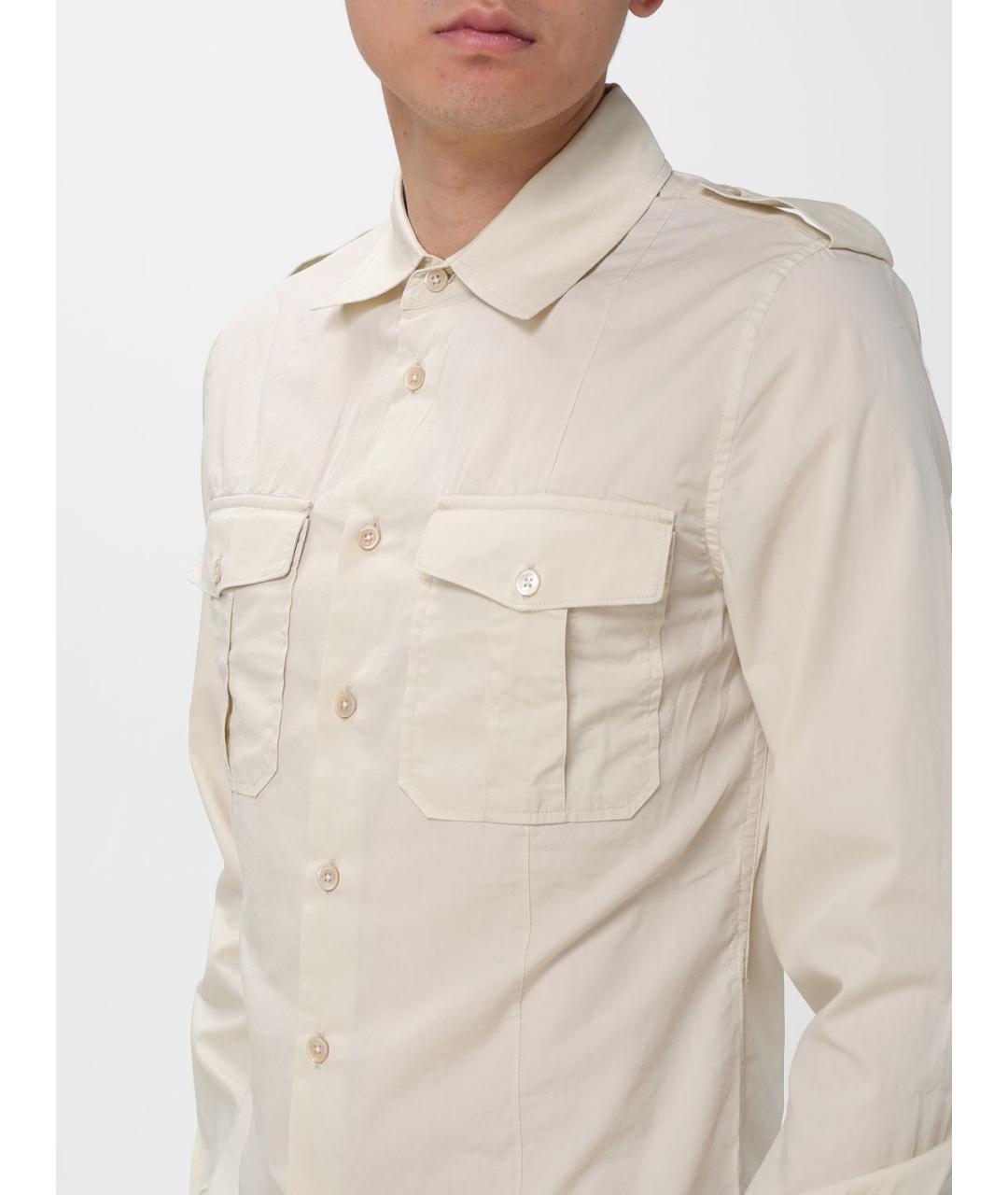 OUR LEGACY Бежевая хлопковая кэжуал рубашка, фото 4