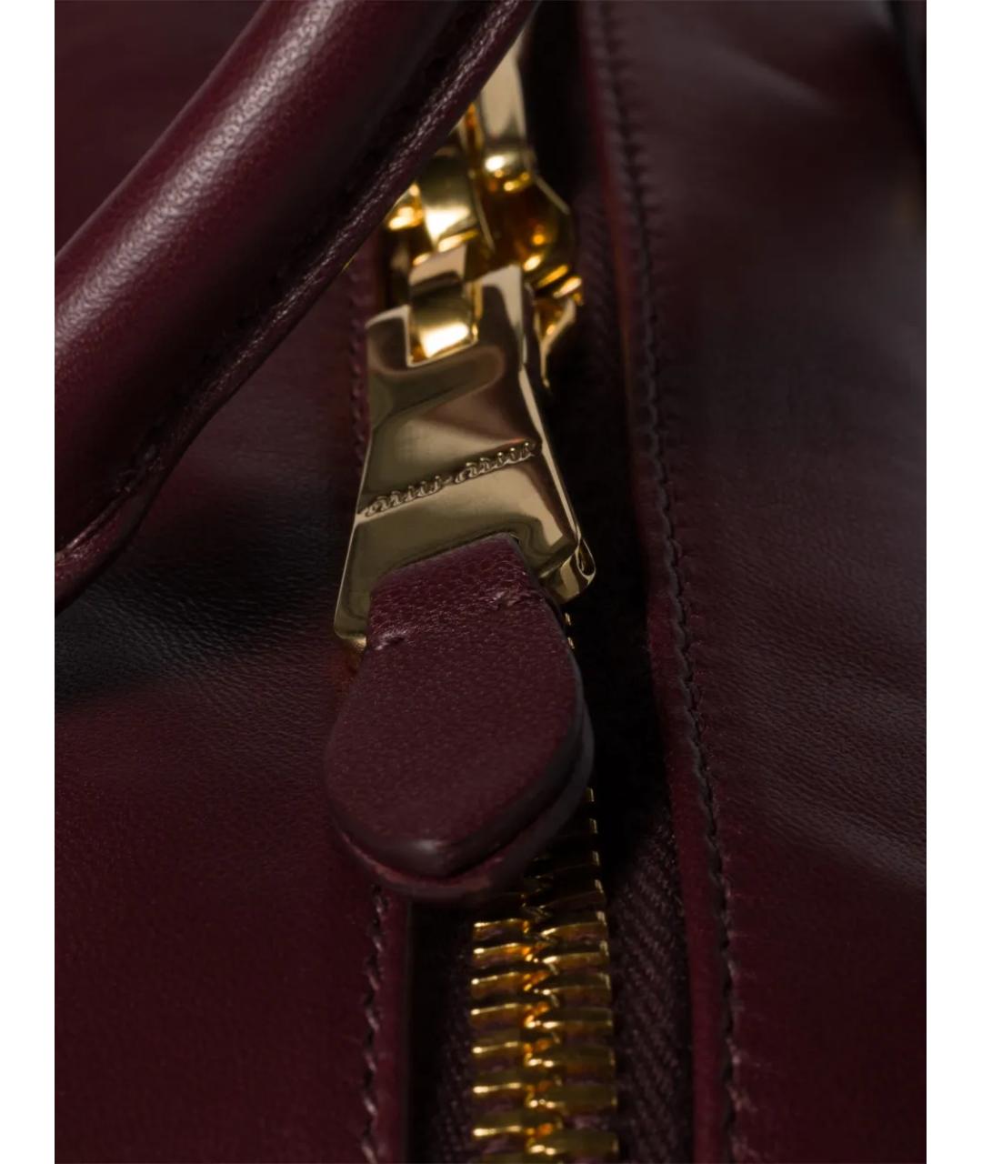 MIU MIU Бордовая кожаная сумка с короткими ручками, фото 6