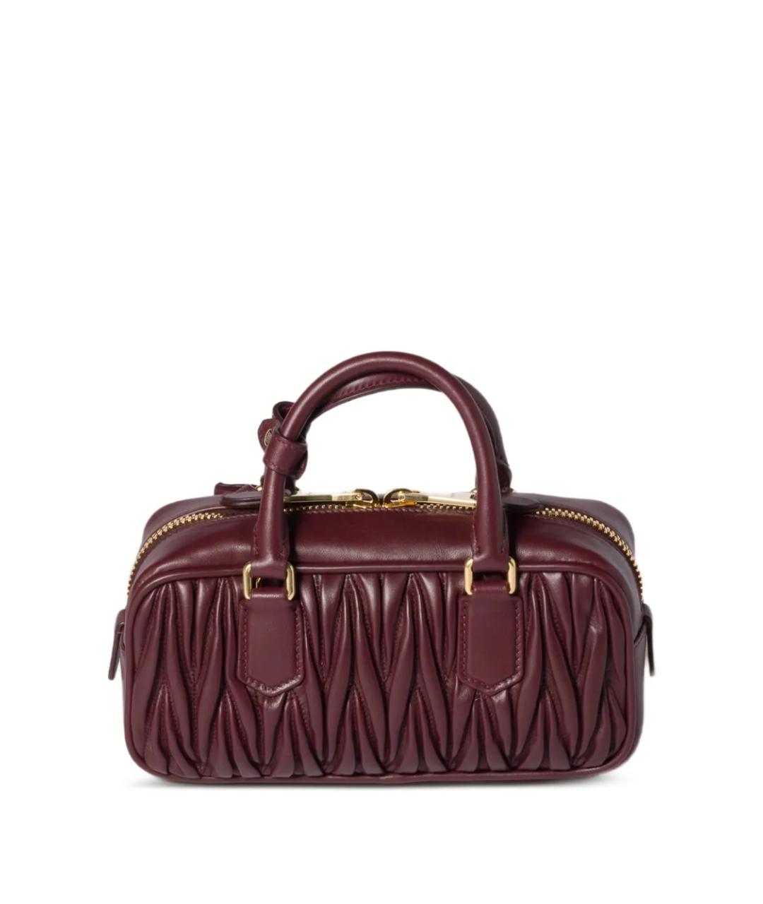 MIU MIU Бордовая кожаная сумка с короткими ручками, фото 4