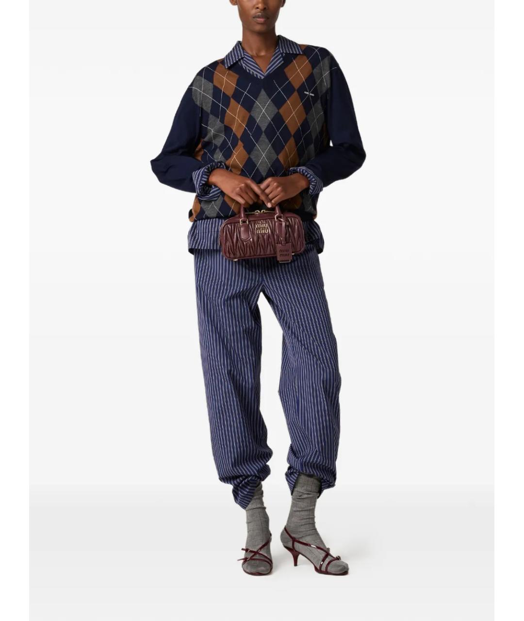 MIU MIU Бордовая кожаная сумка с короткими ручками, фото 3