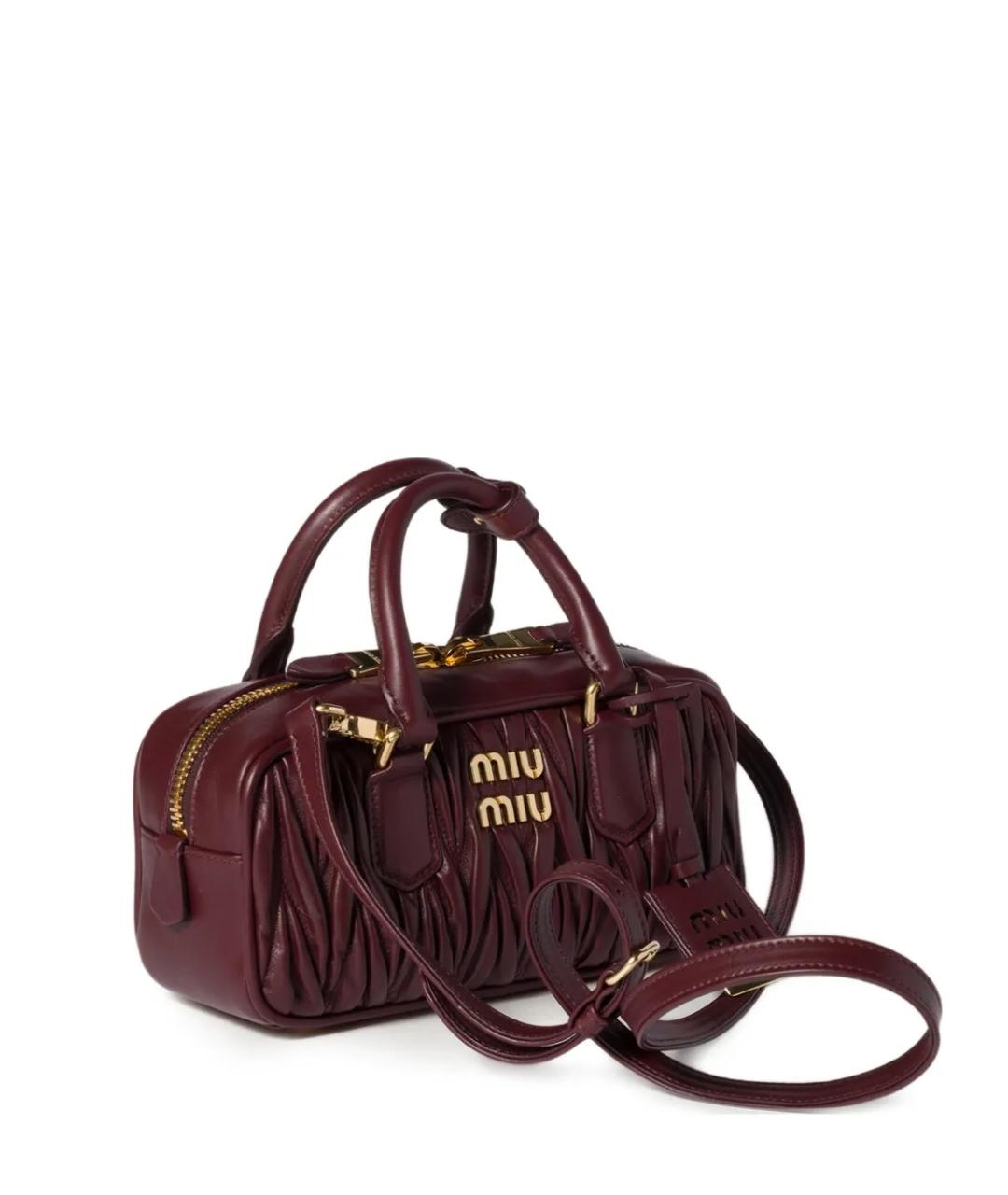 MIU MIU Бордовая кожаная сумка с короткими ручками, фото 5