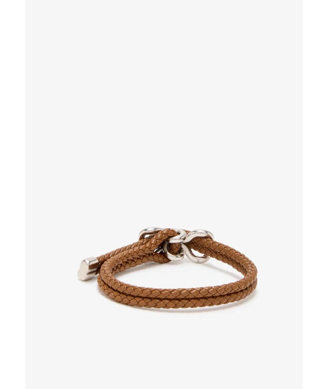 BOTTEGA VENETA Коричневый кожаный браслет, фото 3