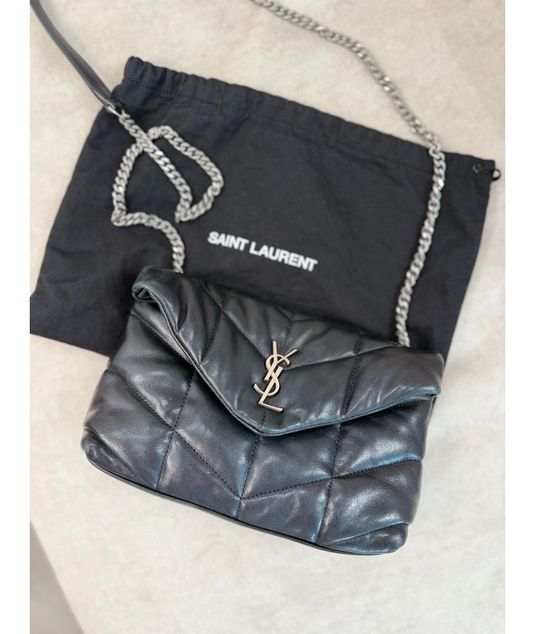 SAINT LAURENT Черная кожаная сумка через плечо, фото 3