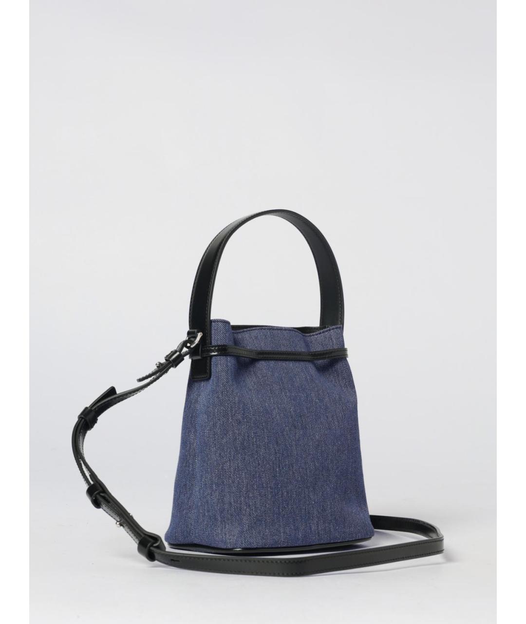 FERRAGAMO Синяя тканевая сумка с короткими ручками, фото 3
