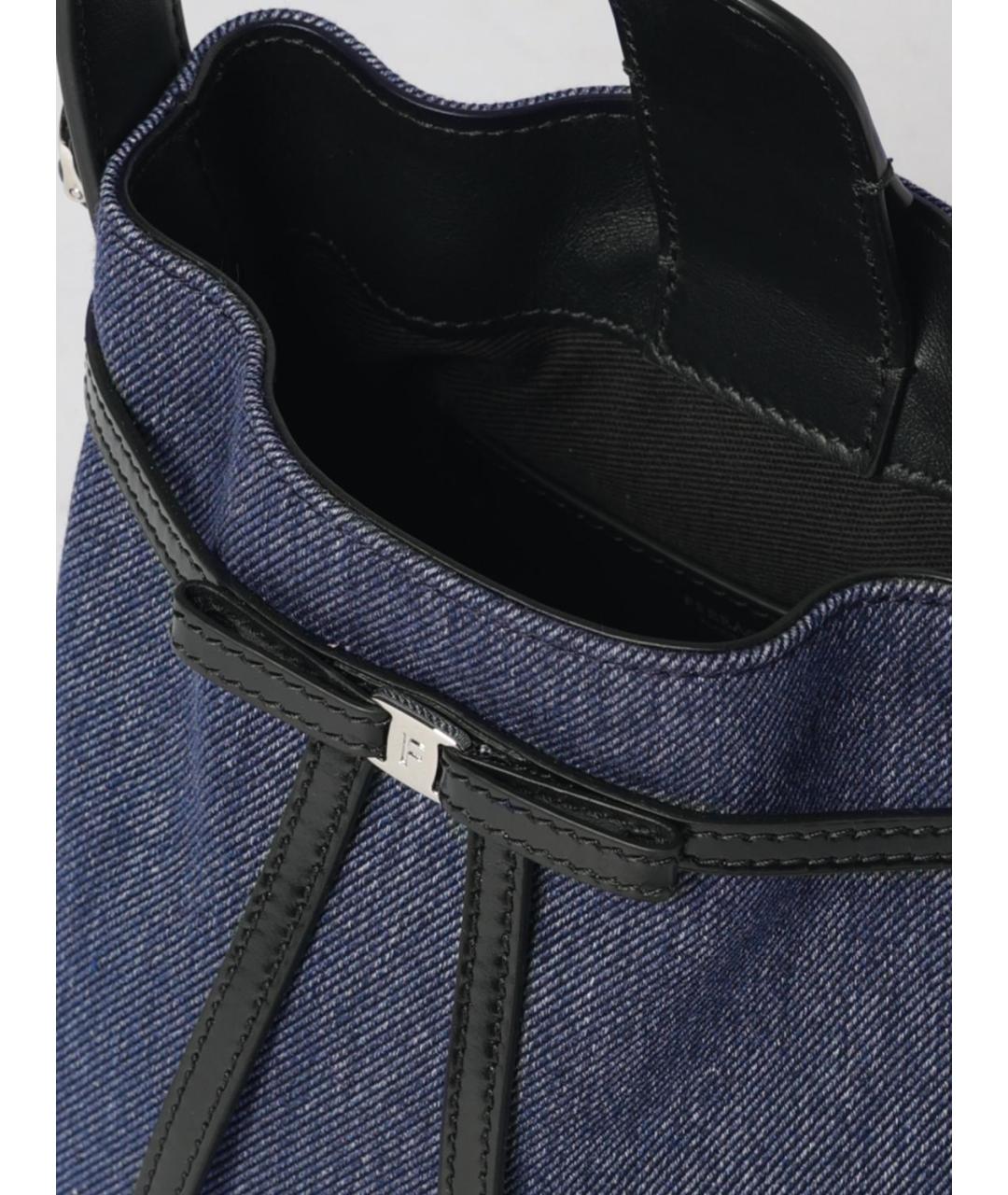FERRAGAMO Синяя тканевая сумка с короткими ручками, фото 5