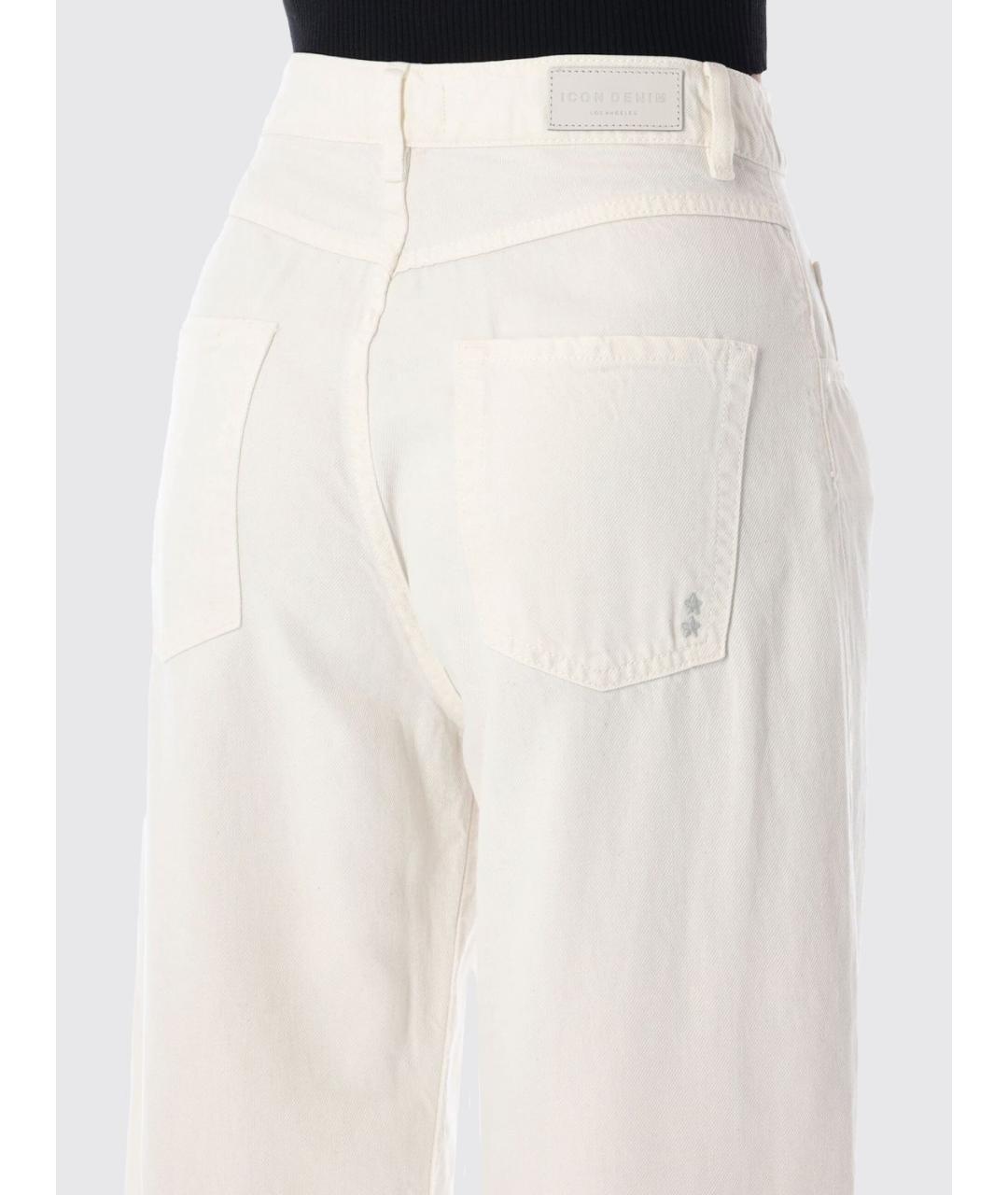 ICON DENIM Белые хлопковые прямые джинсы, фото 3
