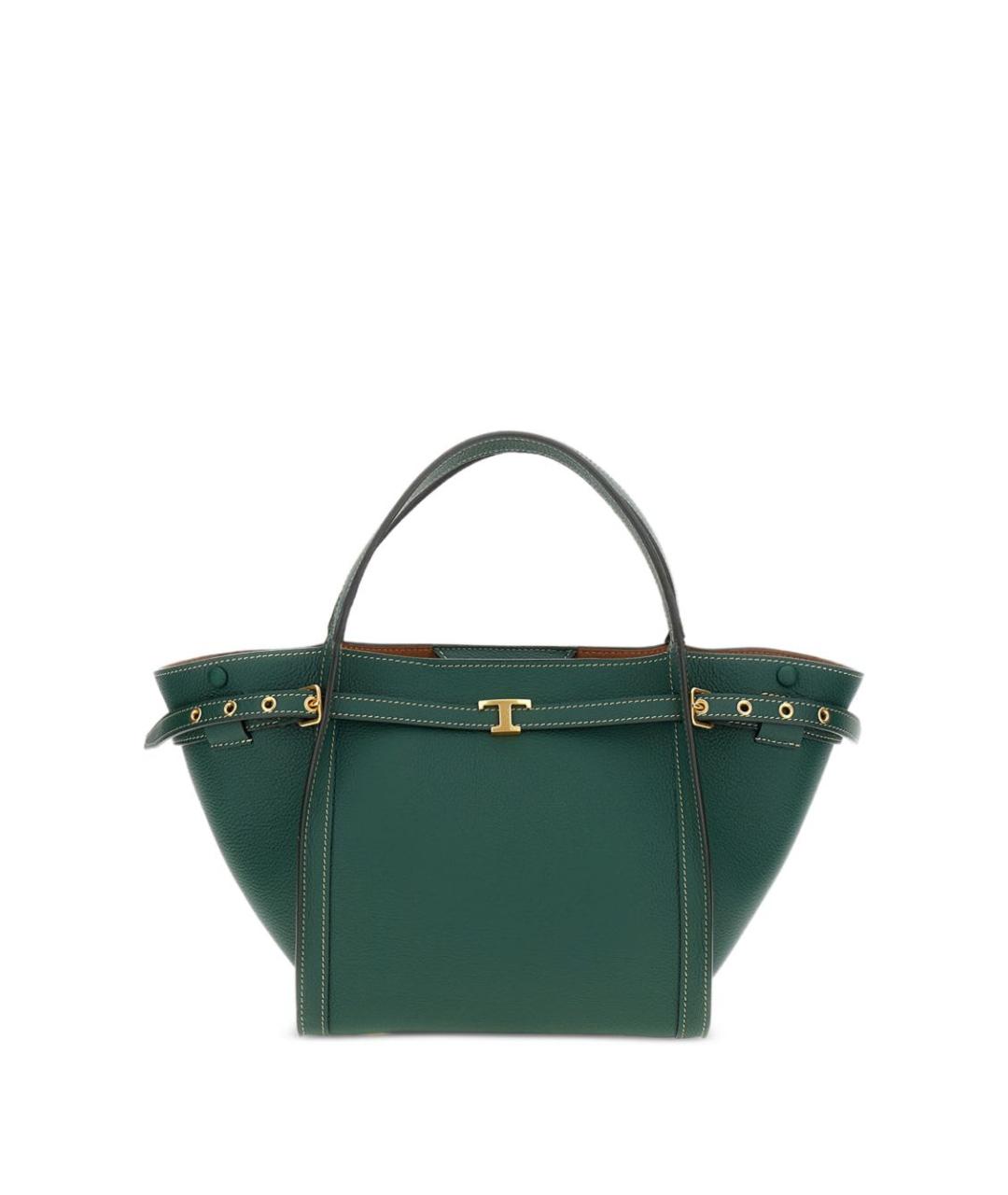 TOD'S Зеленая кожаная сумка тоут, фото 1