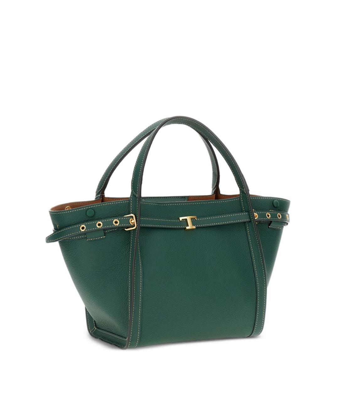 TOD'S Зеленая кожаная сумка тоут, фото 4