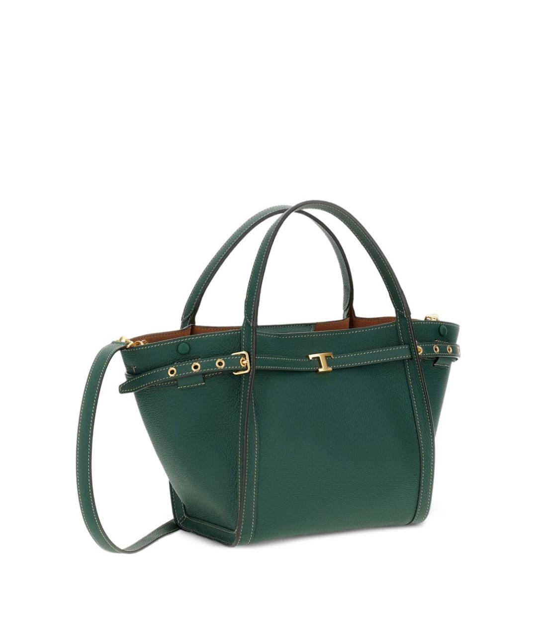 TOD'S Зеленая кожаная сумка тоут, фото 3