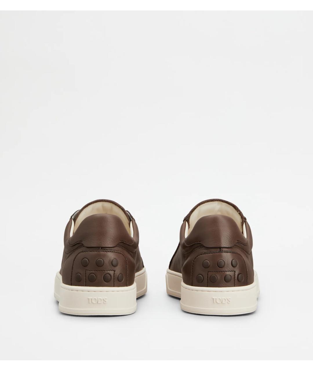 TOD'S Коричневые кожаные низкие кроссовки / кеды, фото 3