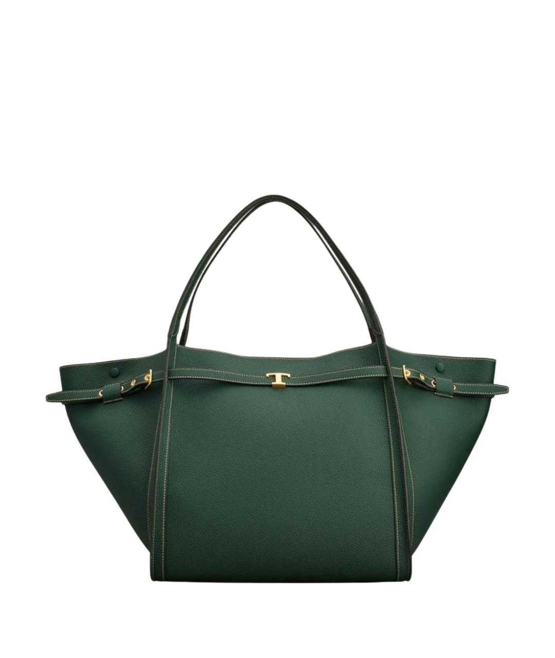 TOD'S Зеленая кожаная сумка тоут, фото 1