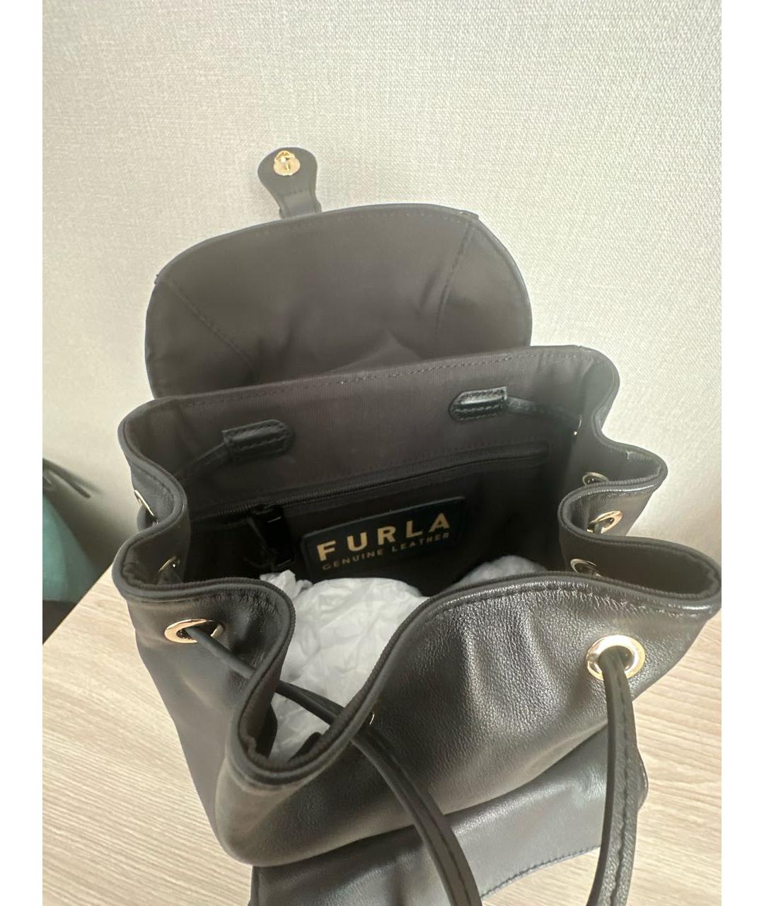 FURLA Черный кожаный рюкзак, фото 4