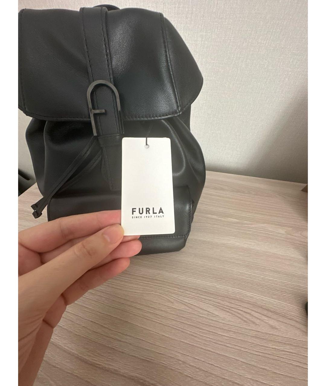 FURLA Черный кожаный рюкзак, фото 6