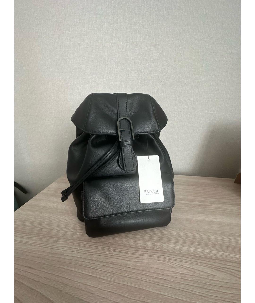 FURLA Черный кожаный рюкзак, фото 5