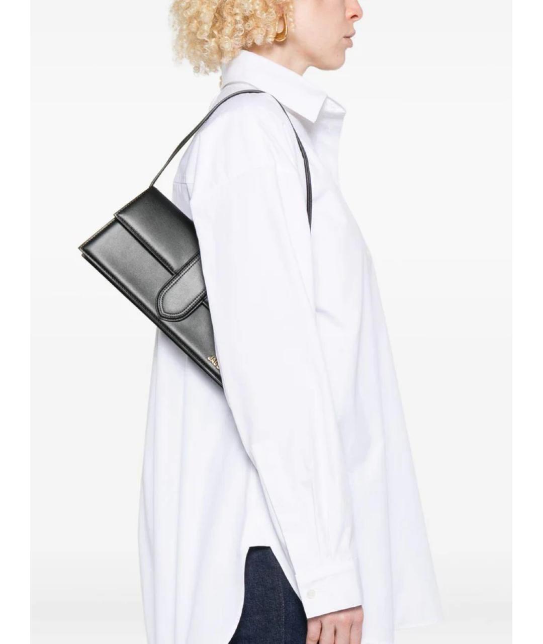 JACQUEMUS Черная кожаная сумка через плечо, фото 3